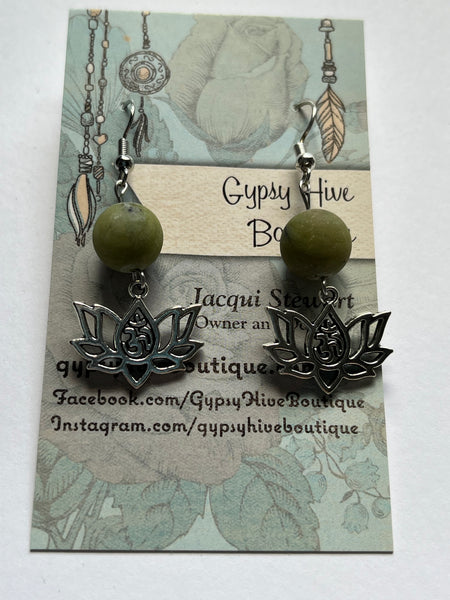 Jade and Silver Bracelet and Earrings Set