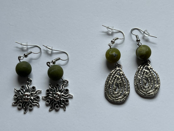 Green Jade Dangle Earrings