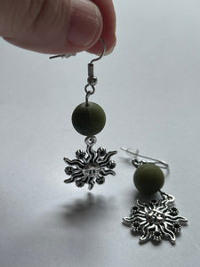 Green Jade Dangle Earrings