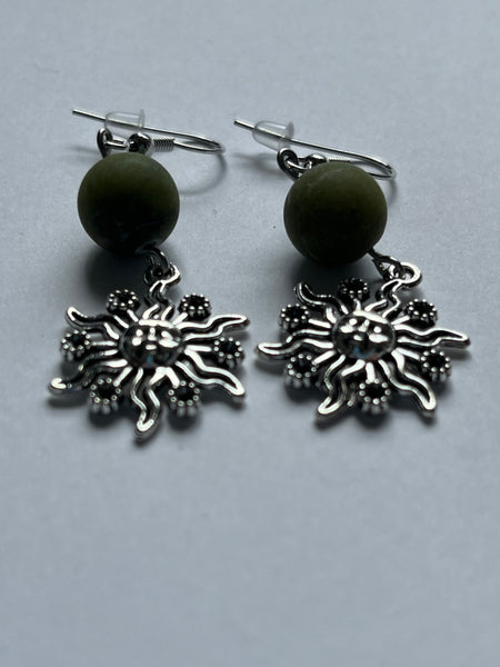 Green Jade Dangle Earrings