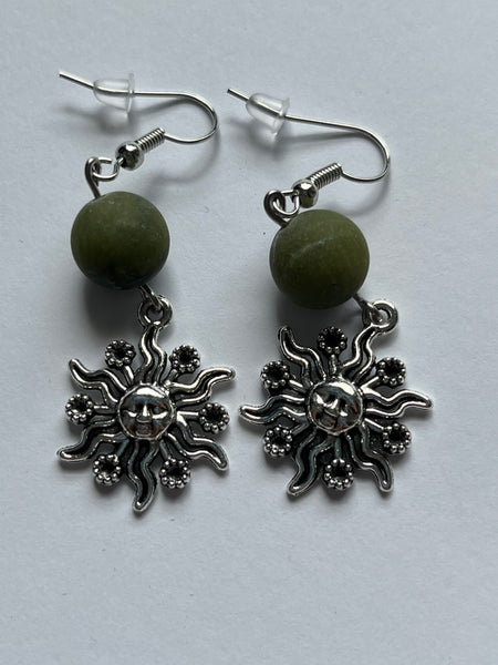 Green Jade Dangle Earrings