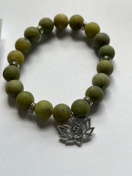 Jade and Silver Bracelet and Earrings Set