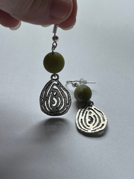 Green Jade Dangle Earrings