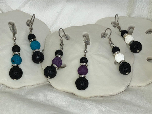 Diffuser Earrings - Lava Stone Earrings - Healing Jewelry - Dangle Earrings - Beaded Earrings - Yoga Jewelry