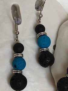 Diffuser Earrings - Lava Stone Earrings - Healing Jewelry - Dangle Earrings - Beaded Earrings - Yoga Jewelry