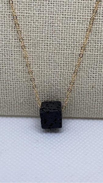 Lava Stone Necklace, Anxiety Necklace, Gold Necklace, Gift for Her, Diffuser Jewelry, Diffuser Necklace