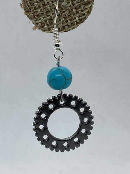 Steampunk and Turquoise Dangle Earrings